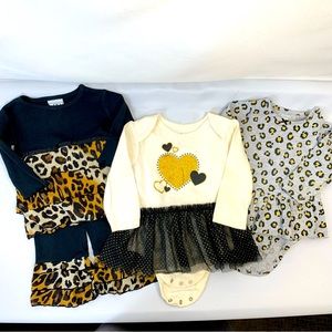 Baby Girl Animal Print 4 piece set. Size 12 month, 6-12 month.